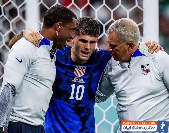 مصدومیت نگران کنده کریستین پولیشیچ در دیدار با ایران از ناحیه لگن