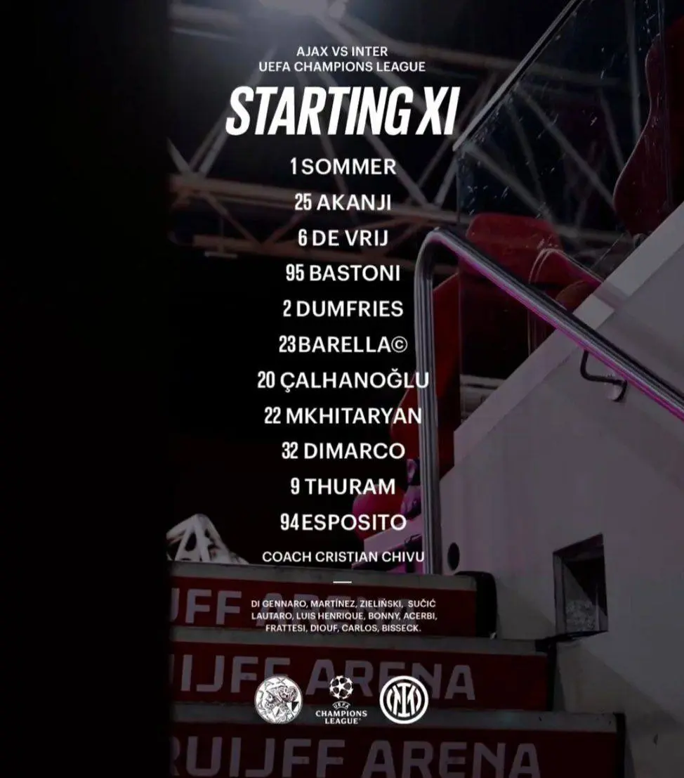 2-17 اعلام ترکیب اینتر مقابل آژاکس