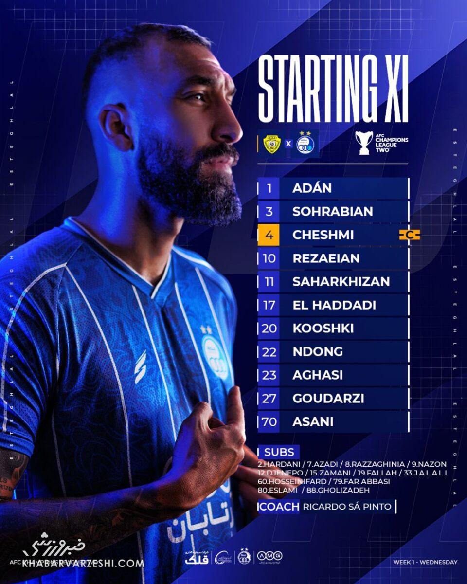 ترکیب استقلال مقابل الوصل اعلام شد/ تغییرات مهم ساپینتو برای اولین مصاف آسیایی از دفاع تا حمله +عکس