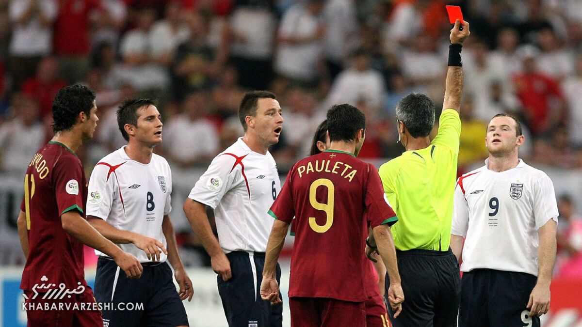 405369 اخراج وین رونی در بازی پرتغال و انگلیس در جام جهانی 2006