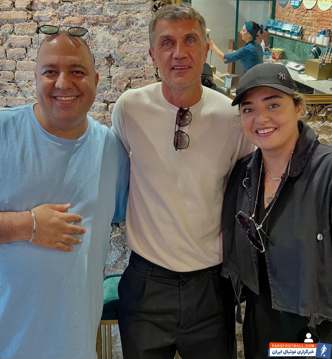 سلفی نرگس محمدی و علی اوجی با پائولو مالدینی