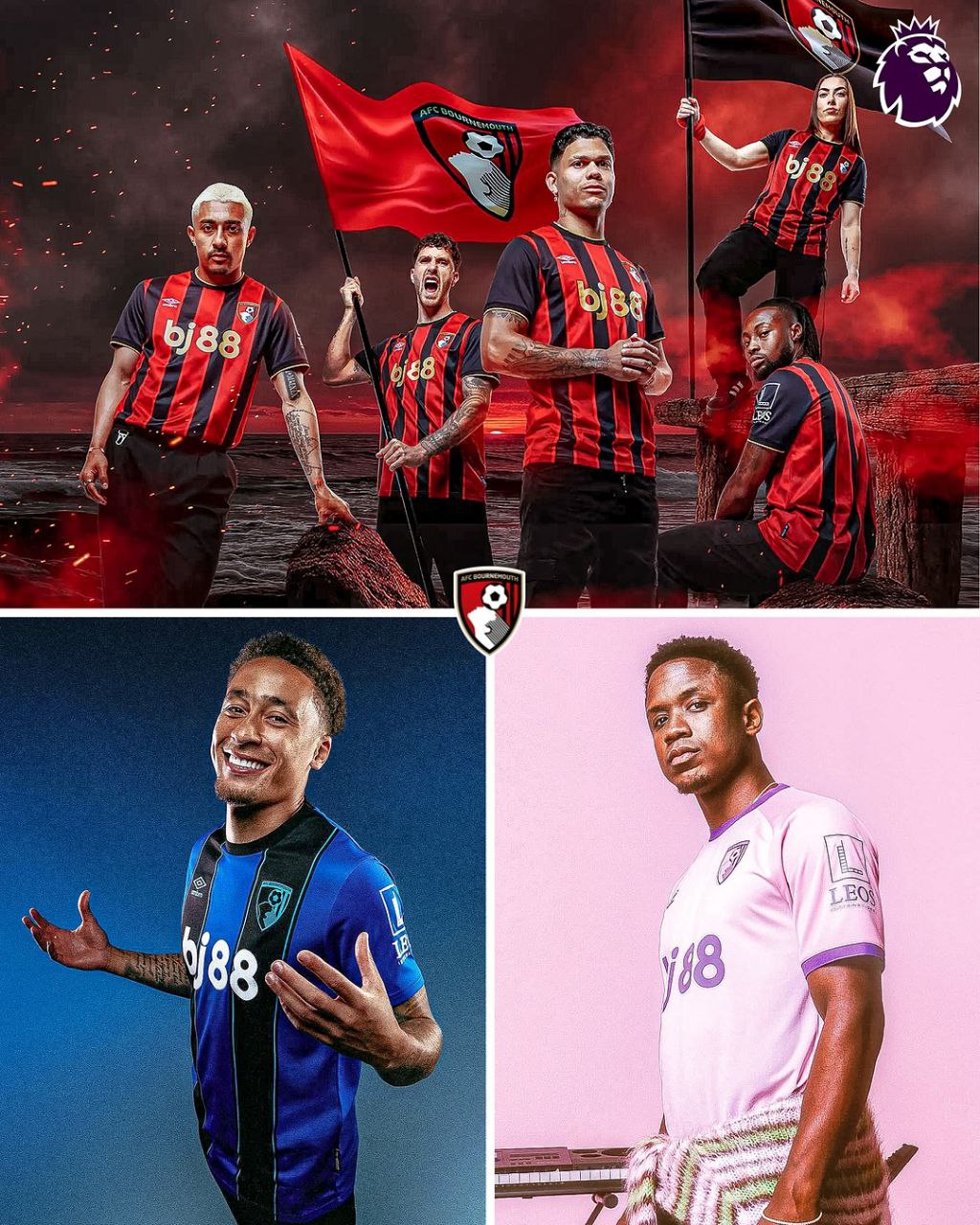 پیراهن اول تا سوم بورنموث در برای فصل ۲۶-۲۰۲۵