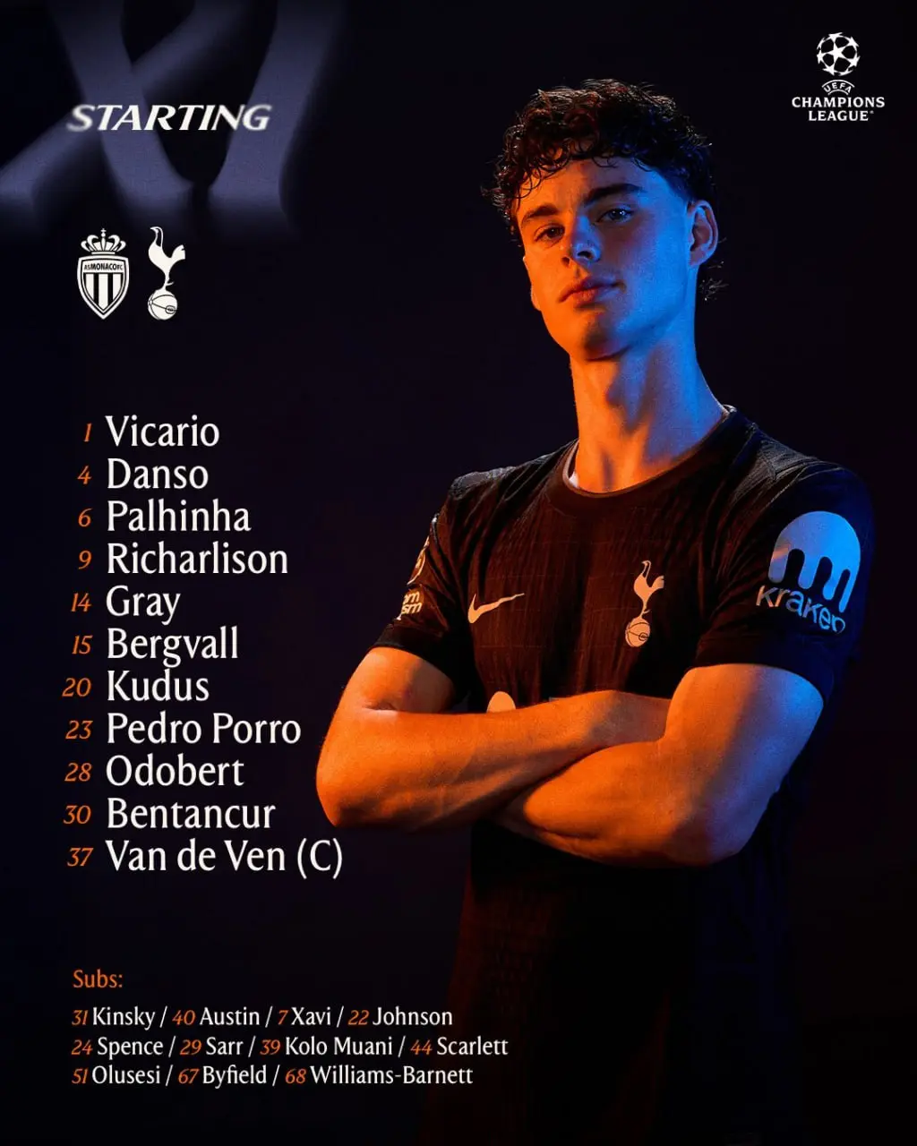 1-130 اعلام ترکیب تاتنهام مقابل موناکو