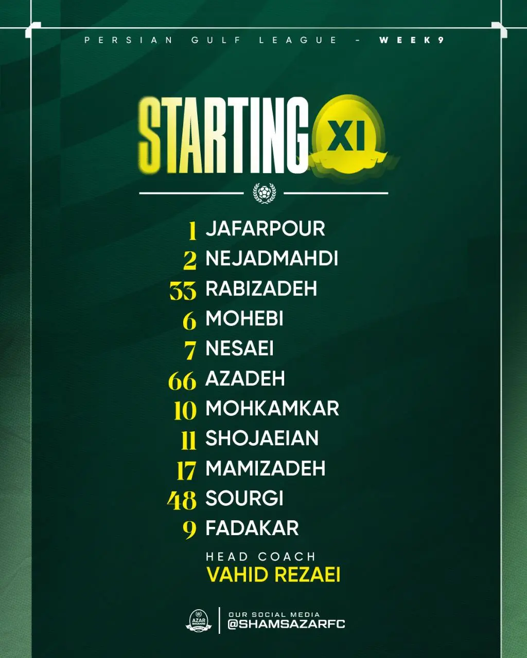 2-64 ترکیب شمس آذر مقابل سپاهان اعلام شد
