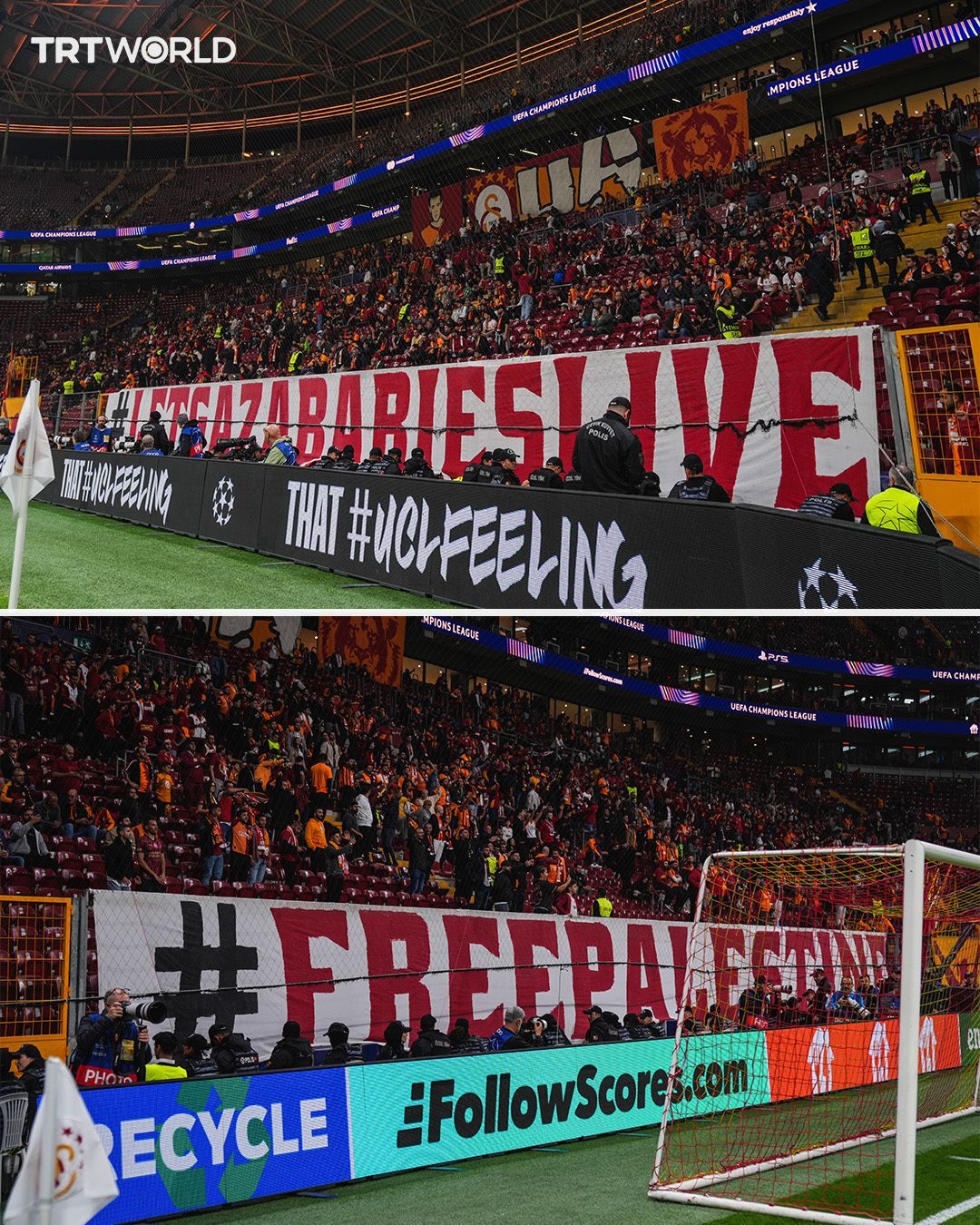 20251001_045242 اعتراض گسترده هواداران ترک علیه اسرائیل در بازی گالاتاسارای و لیورپول