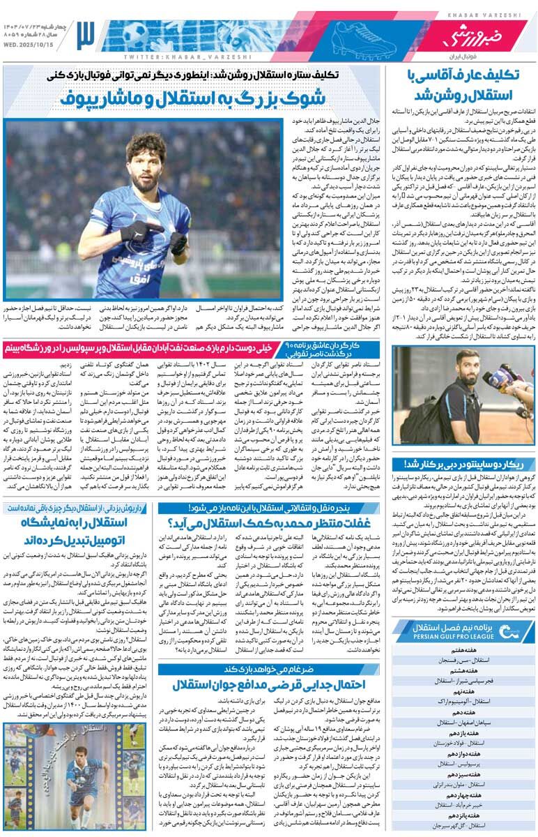 407767 حوصله داور هم سر رفت!/ روزنامه خبرورزشی را رایگان بخوانید