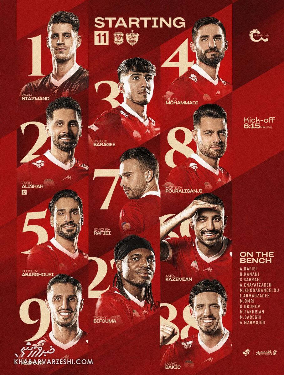 408239 ترکیب پرسپولیس مقابل خیبر اعلام شد/ تغییرات هاشمیان؛ سه بازیکن فیکس شدند +عکس