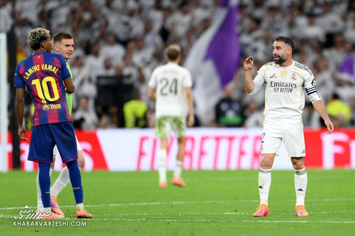 409637 درگیری لفظی دنی کارواخال و لامین یامال در الکلاسیکو