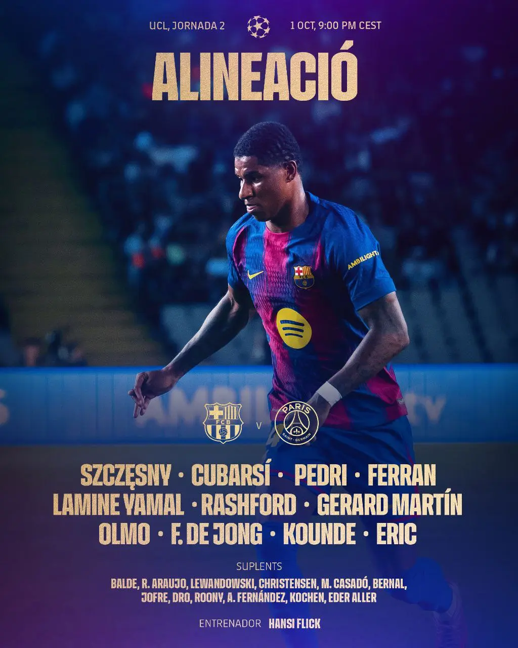 6 رونمایی از ترکیب دو تیم بارسلونا و پاری سن ژرمن