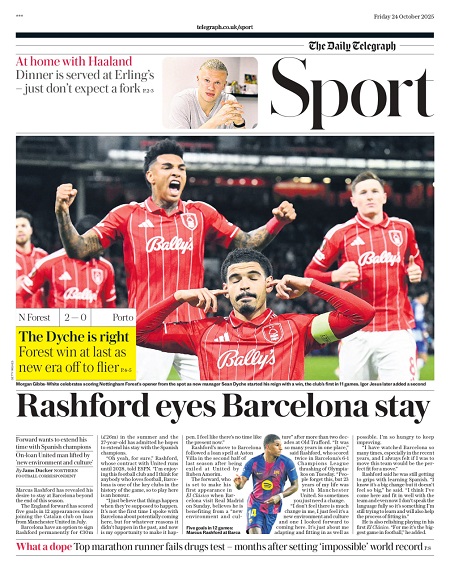 تلگراف اسپورت - 24 اکتبر 2025