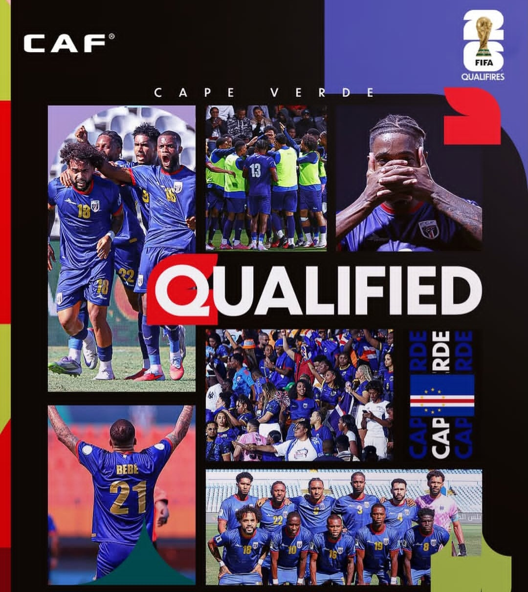 عکس از پوستر صعود کیپ ورد به جام جهانی