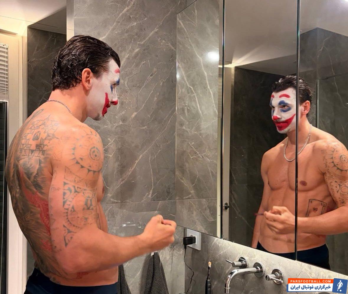 زلاتان ابراهیموویچ برای جشن هالووین جوکر شد