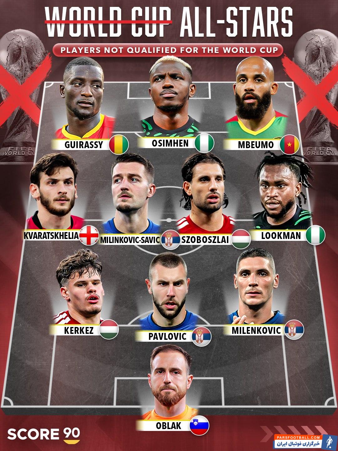 تیم منتخب از ستاره های غایب در رقابت های جام جهانی 2026