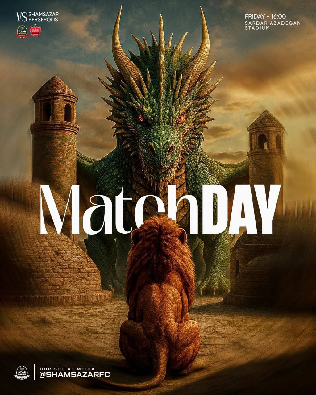 پوستر  شمس‌آذر برای بازی مقابل پرسپولیس