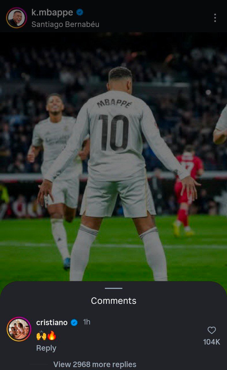 واکنش رونالدو به رکوردشکنی کیلیان امباپه