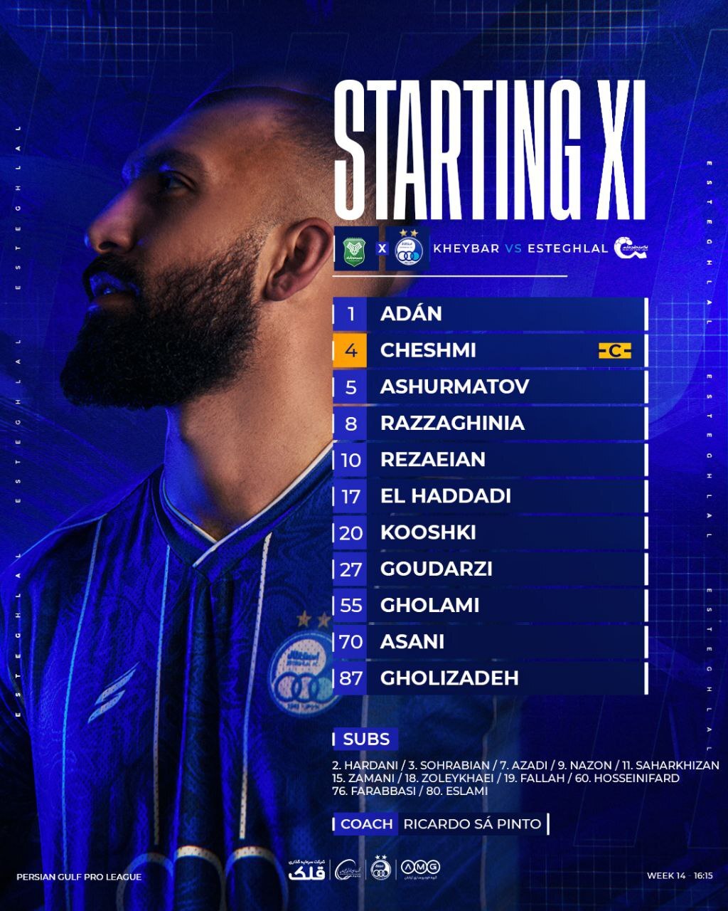 ترکیب استقلال در مصاف امروز با خیبر خرم‌آباد