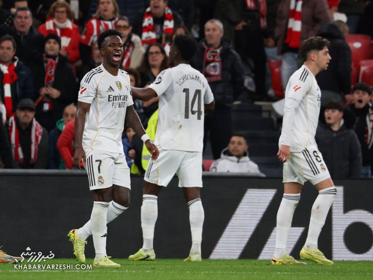 414519 اتلتیک بیلبائو ۰ - رئال مادرید ۳/ کهکشانیها روی لاک امباپه در تعقیب بارسلونا