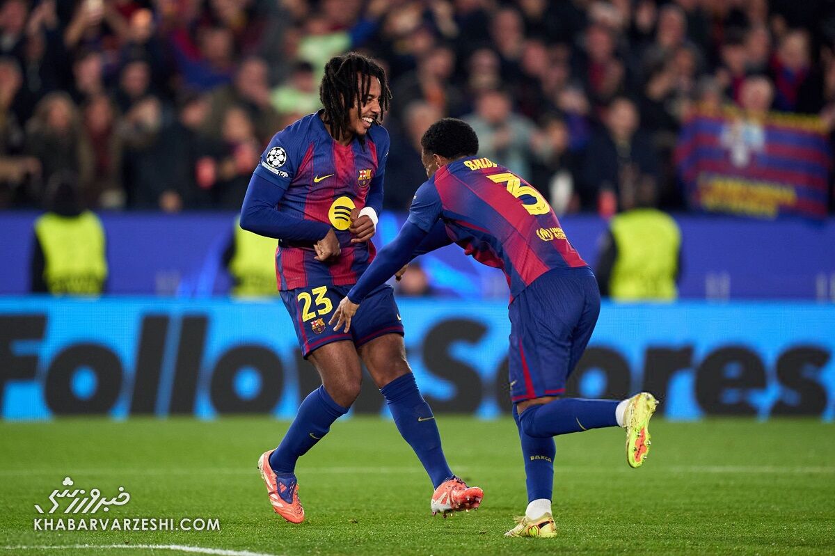 415593 شادی گل ژول کونده در دیدار بارسلونا و فرانکفورت