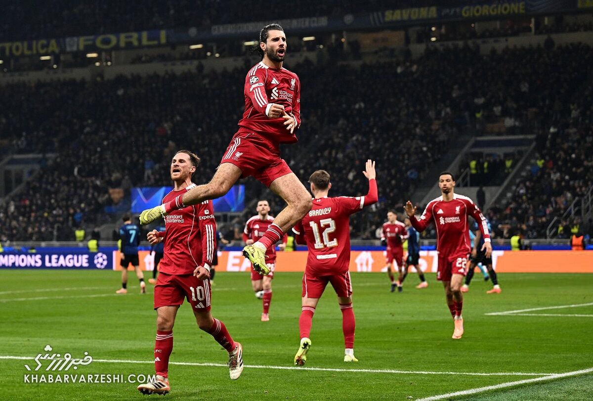 415596 شادی گل دومینیک سوبوسلای در دیدار اینتر و لیورپول