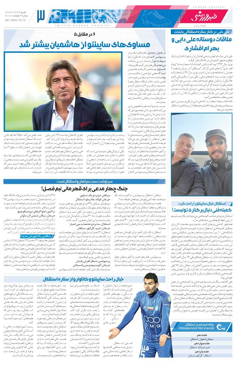 416043 خطر یک استقلالی بیخ گوش مرد پرتغالی/ روزنامه خبرورزشی را رایگان بخوانید