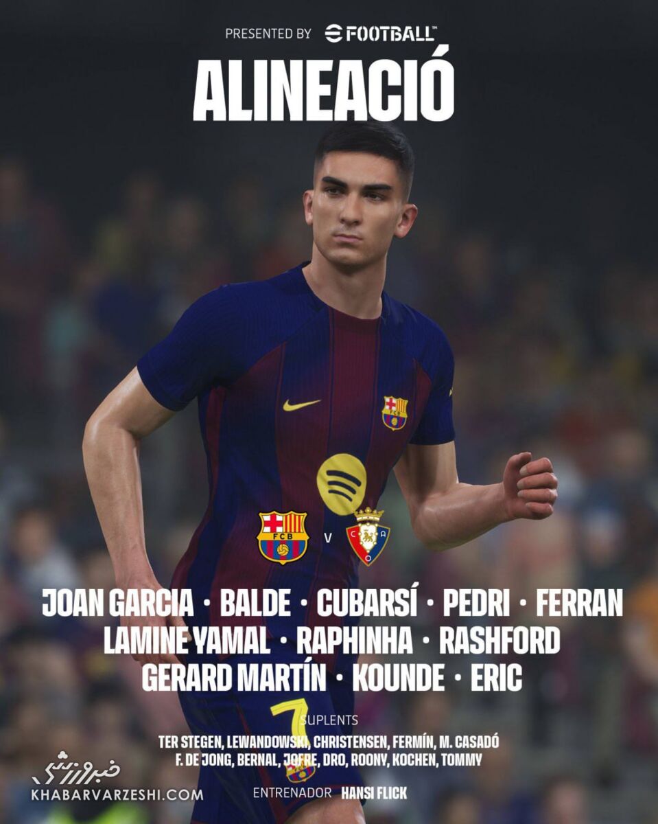 416115 ترکیب بارسلونا مقابل اوساسونا/ چهره هجومی تیم هانسی فلیک عوض شد +عکس