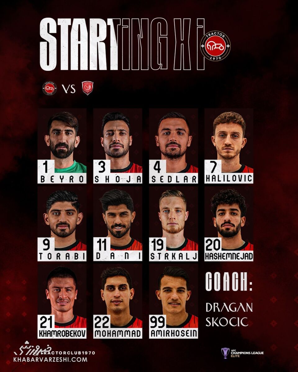 417405 ترکیب تراکتور مقابل الدحیل اعلام شد/ اسکوچیچ با تمام قدرت در نخبگان +عکس