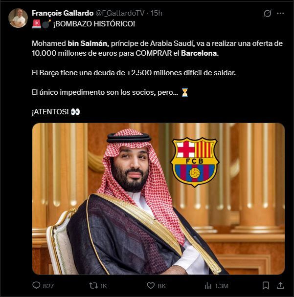 بمب خبری رسانه‌های عربی؛ بن‌سلمان در اندیشه خرید بارسلونا!