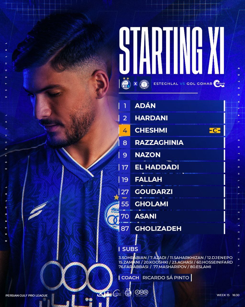 ترکیب استقلال برابر گل‌گهر مشخص شد