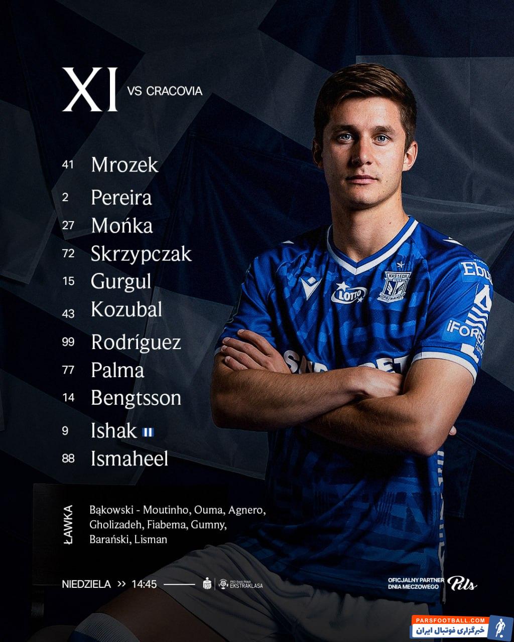 علی قلیزاده روی نیمکت در دیدار لخ پوزنان برابر کراکوویا