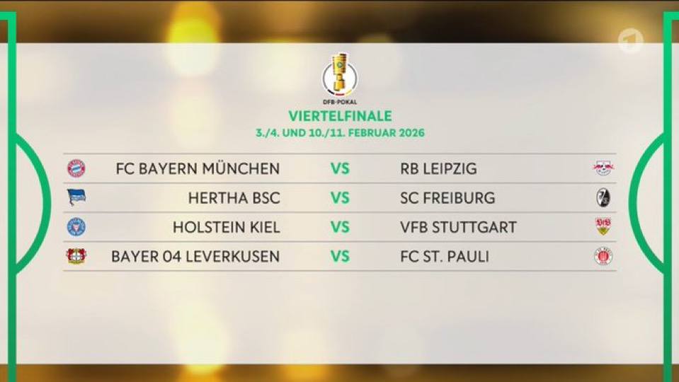 dfbpokal_draw_20251207_221933_570 قرعه کشی یک چهارم نهایی جام حذفی آلمان