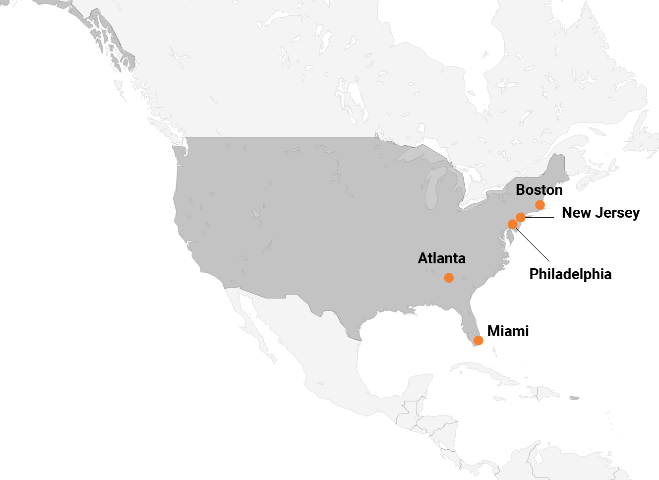شهرهای میزبان جام جهانی در شرق آمریکا
