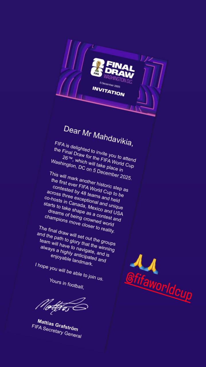 img_20251204_225436_247 عکس از استوری مهدی مهدوی کیا از دعوت فیفا از وی برای قرعهکشی جام جهانی ۲۰۲۶