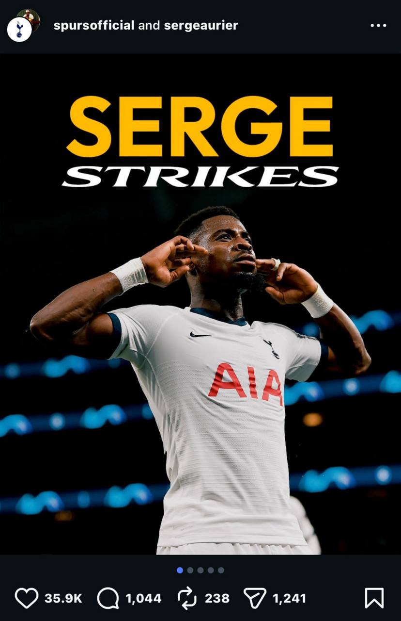 عکس از سرژ اوریه روی پوستر تاتنهام