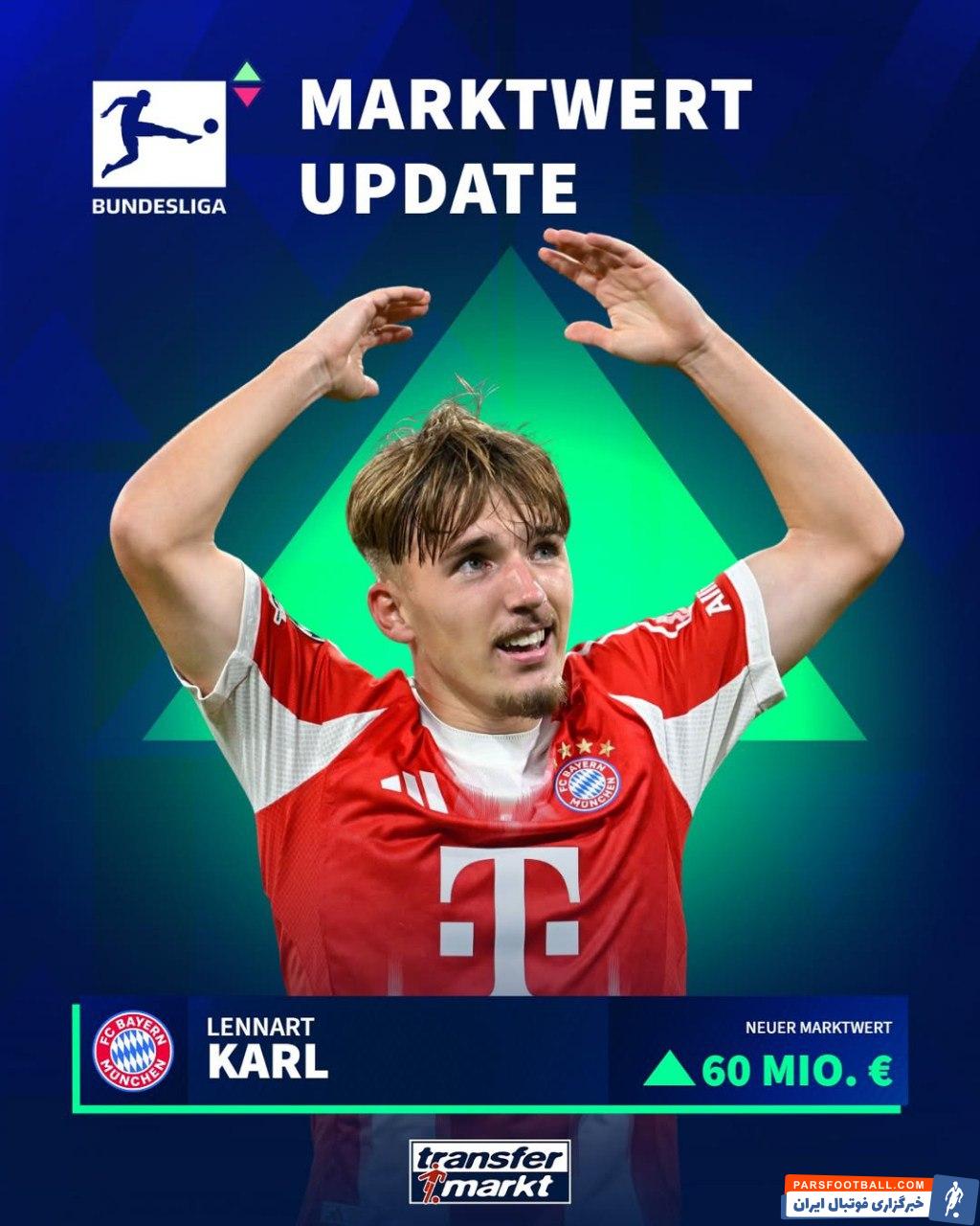 لنارت کارل بازیکن بایرن مونیخ با ۶۰ میلیون یورو ارزش گران ترین 17 ساله جهان 