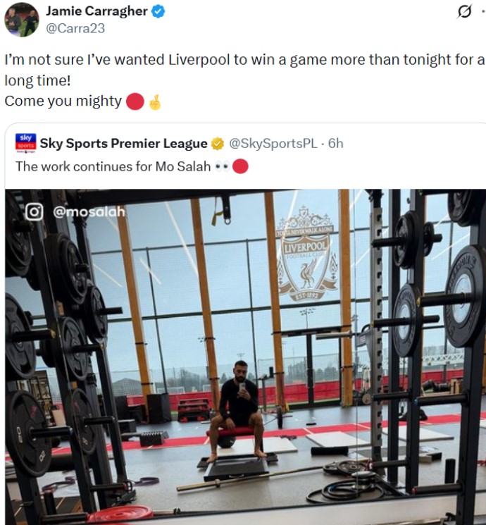 salah-gym-liverpool-2025 جیمی کرگر برای بار دوم به صلاح حمله کرد