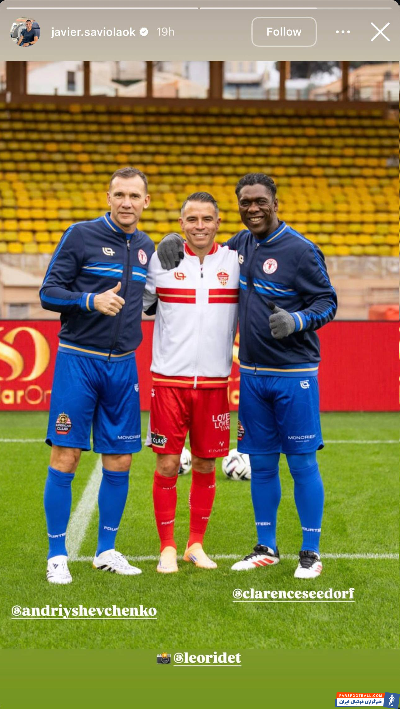 تصویر کلارنس سیدورف مشاور فنی باشگاه استقلال در کنار آندره شوچنکو و خاویر ساویولا