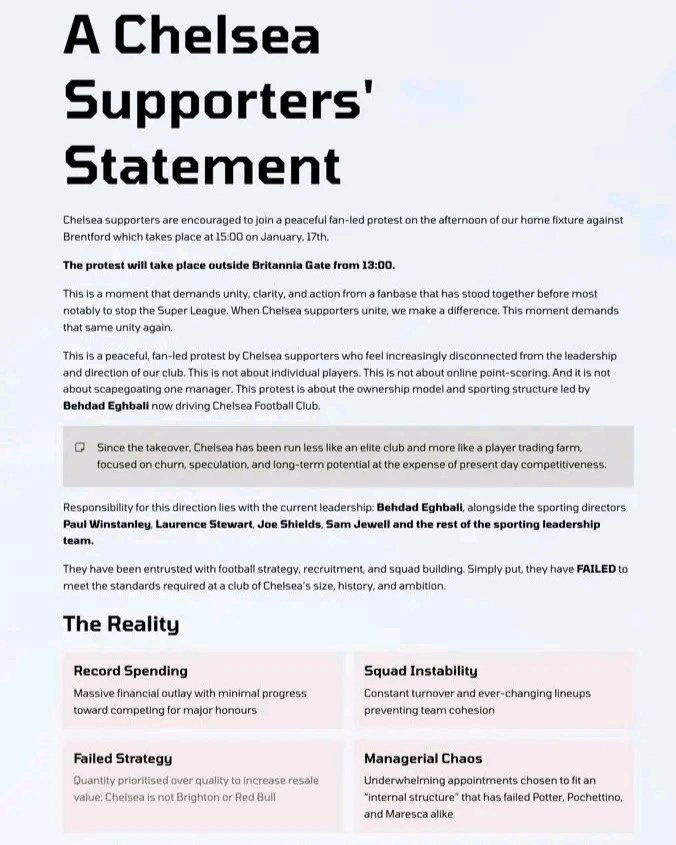 بیانیه هواداران چلسی