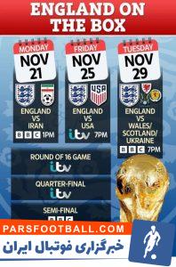 تیم ملی انگلیس ؛ شبک های انگلیسی پخش دیدار ایران و انگلیس مشخص شد
