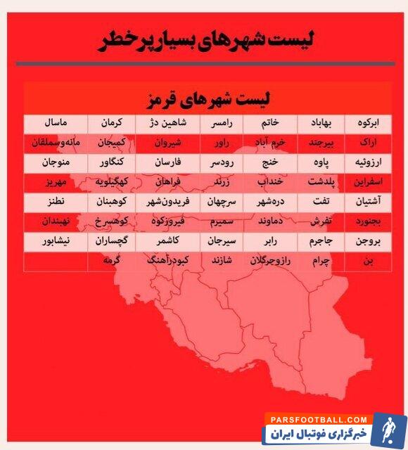 تعطیلی‌های ورزش ایران در مدار صعود/ محدودیت حداکثری کرونا برای ۵۵ شهر+ عکس