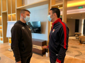 جواد نکونام و استراماچونی دیداری کوتاه در محل برگزاری نشست خبری داشتند