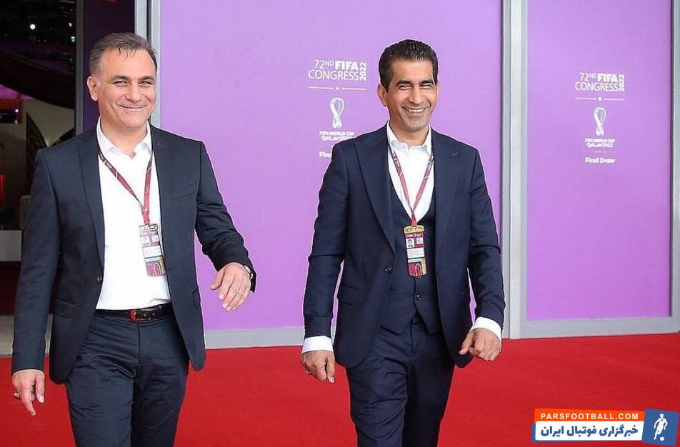 حسن کامرانی فر دبیرکل فدراسیون فوتبال همراه شاگردان مهدی مهدوی کیا شد