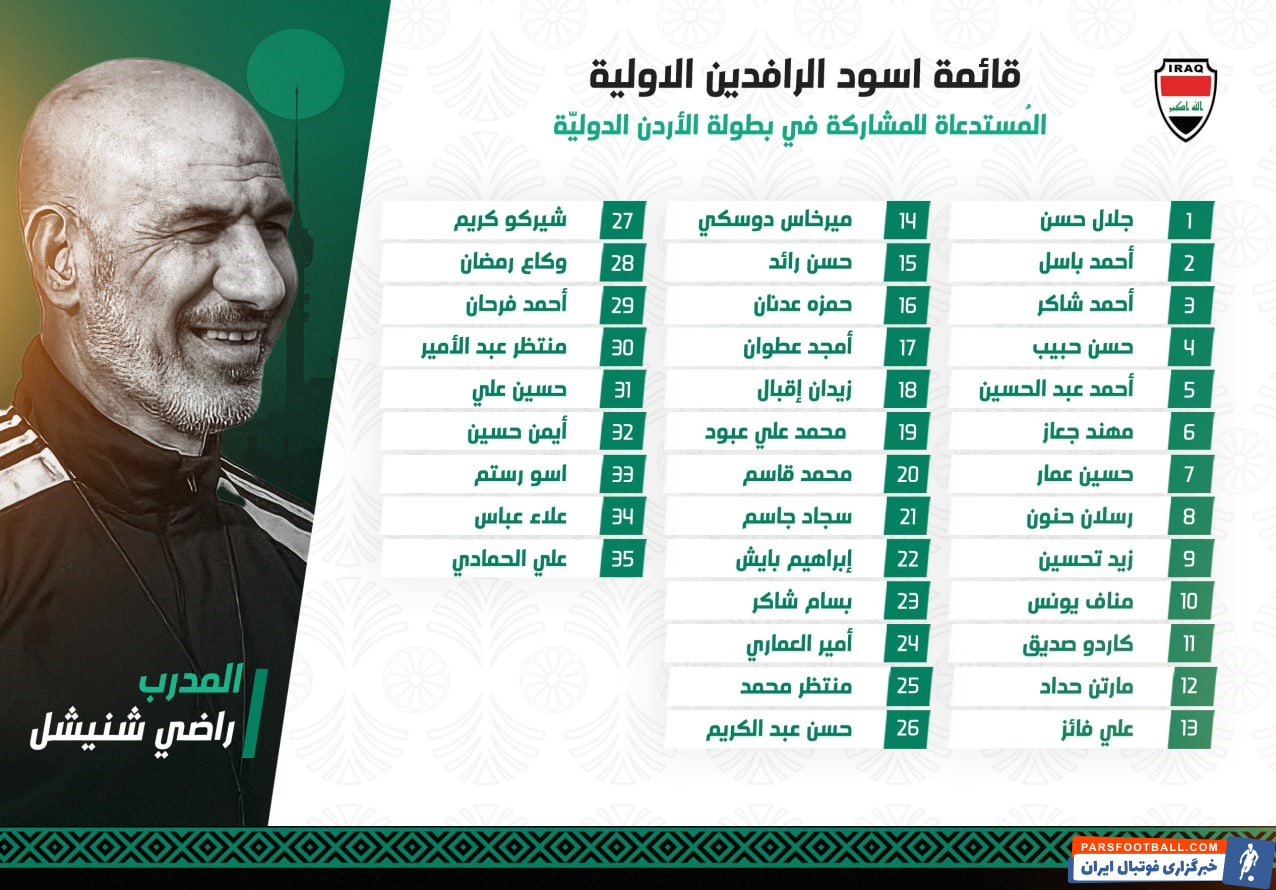 خط خوردن نام بشار رسن هافبک پیشین پرسپولیس از تیم ملی عراق