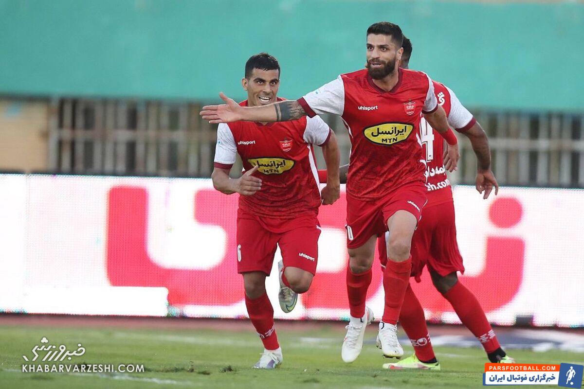 خوشحالی جالب بازیکنان پرسپولیس پس از گلزنی برابر آلومینیوم اراک