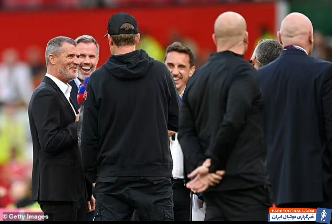 آشتی یورگن کلوپ و روی کین در اولدترافورد پس از دیدار منچستریونایتد و لیورپول