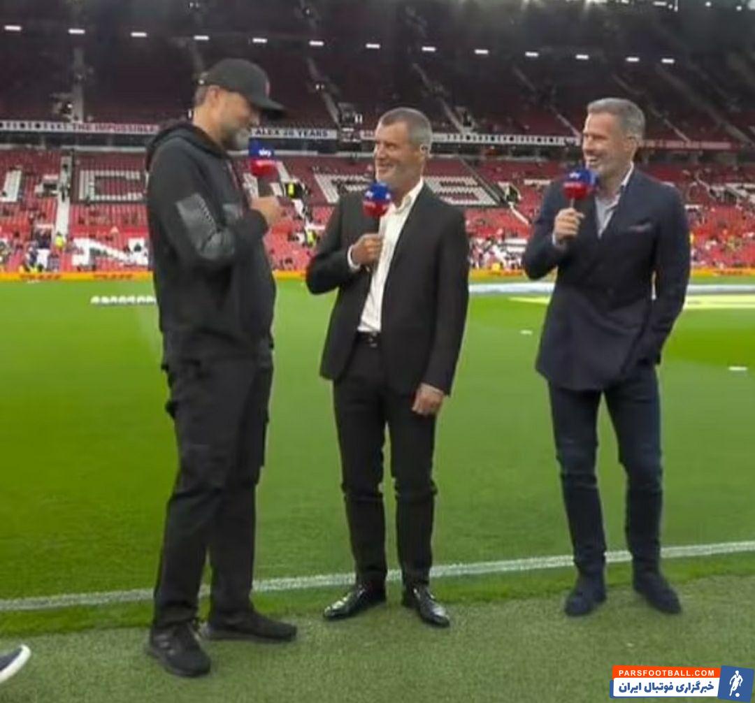 آشتی یورگن کلوپ و روی کین در اولدترافورد پس از دیدار منچستریونایتد و لیورپول