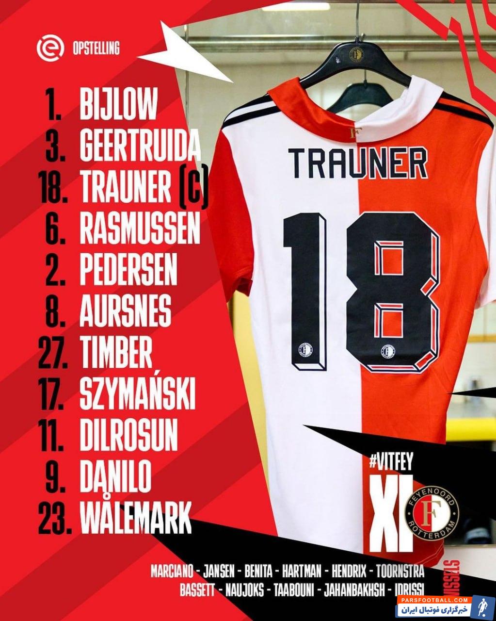 علیرضا جهانبخش روی نیمکت فاینورد در دیدار با ویتسه