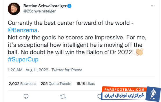 پیش بینی باستین شواین اشتایگر از برنده توپ طلا