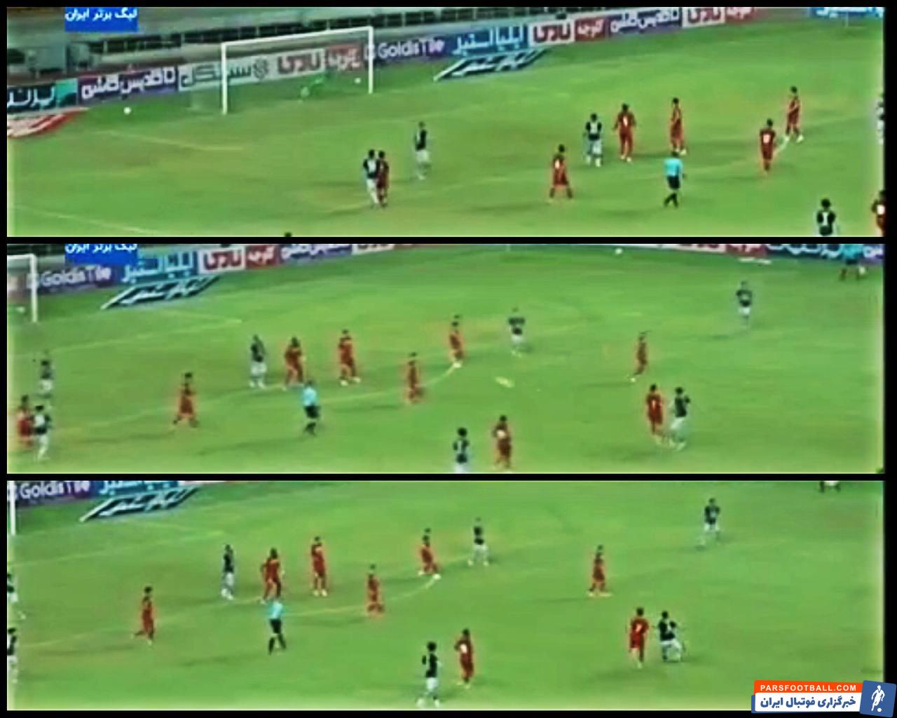 گل دیدنی از راه دور هادی محمدی در دیدار فولاد و تراکتور