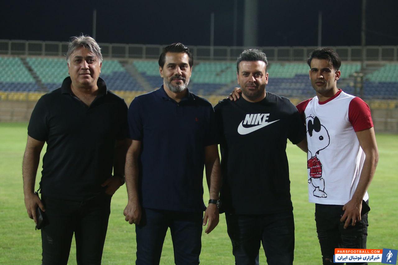 بهرنگ علوی بازیگر سینما و تلویزیون و عیسی آل کثیر میهمانان تمرین امروز پرسپولیس