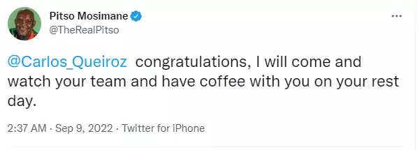 پیتسو موسیمانه پیامی برای کارلوس کی روش فرستاده است